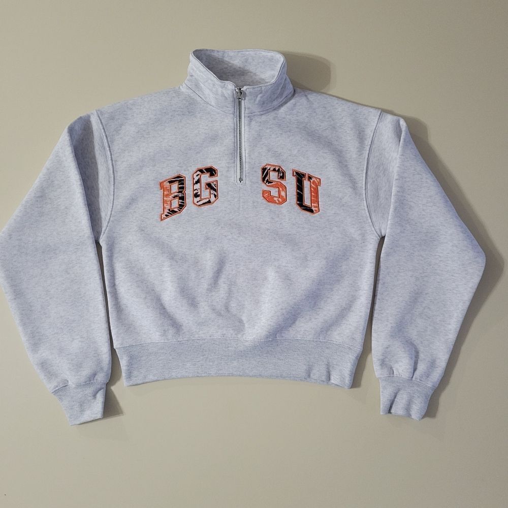 ZooZatz BGSU Ohio Women's Gray Quarter-Zip Pullover Sweatshirt